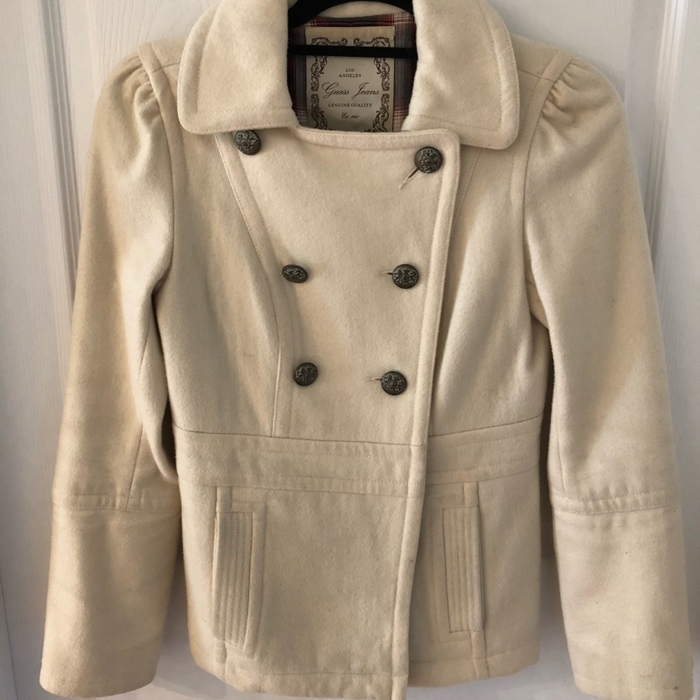 Guess off white coat size XS